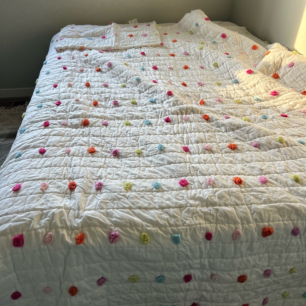 Pottery Barn Kids Pom Pom Quilt and Sham Twin